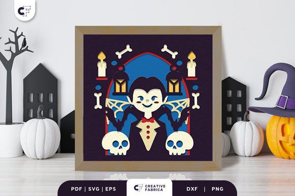 Cute Vampire and Bats 3D Light Box