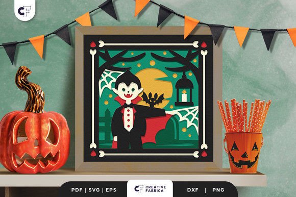 Cute Vampire and Bats 3D Paper Cut