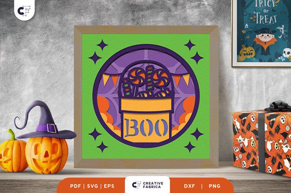 Halloween Candy Bucket 3D Shadow Box