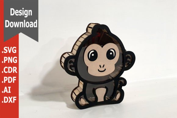 Laser Cut Wooden Piggy Bank Box Monkey: A Versatile and Practical Design for Creative Projects