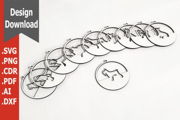 Pendants with Silhouettes of Various Dog
