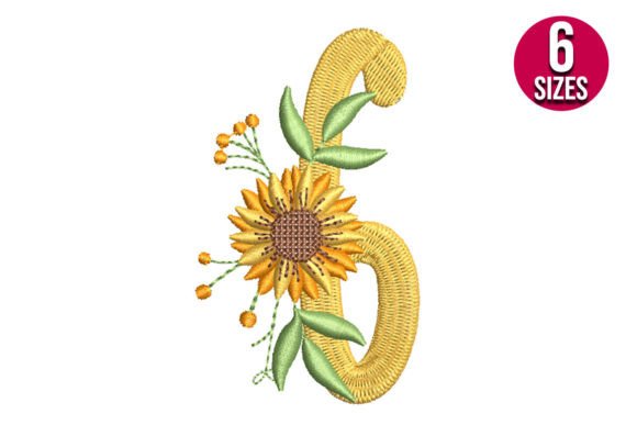 Sunflower Alphabet Number Six: A Creative Embroidery Design for Every Project