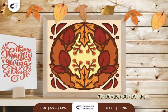 Thanksgiving Wreath 3D Light Box SVG: A Rustic Touch for Your Seasonal Decor